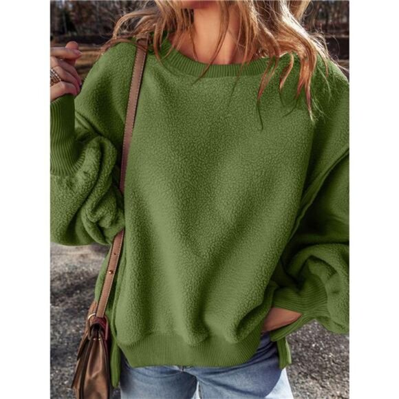 Round Neck Dropped Shoulder Sweatshirt - Picture 5 of 16